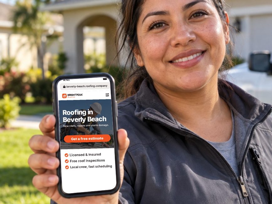 beverly-beach.roofing.company open in a phone browser